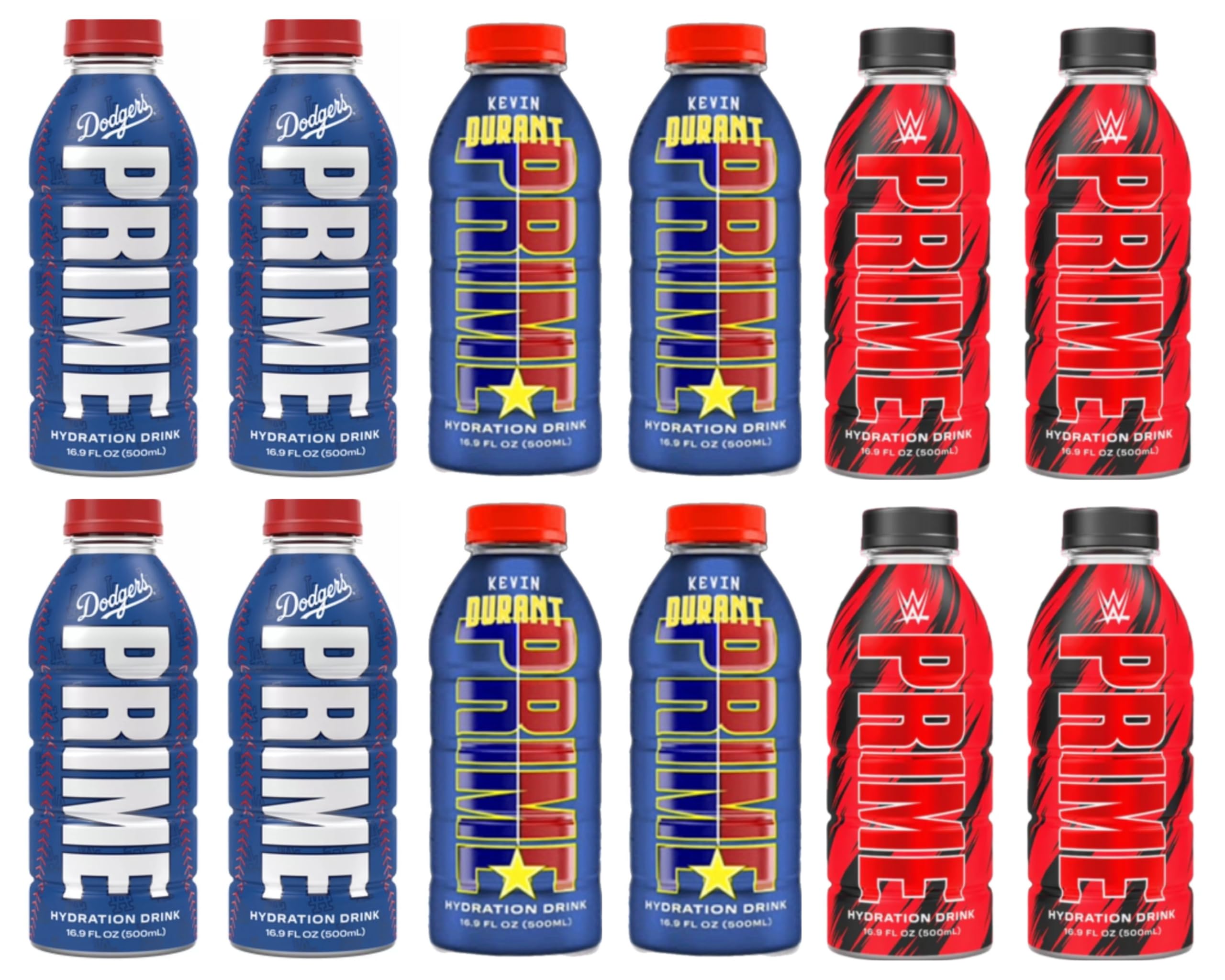 Bebida hidratante Prime, 500 ml (pacote com 12, 4 Kevin Durant